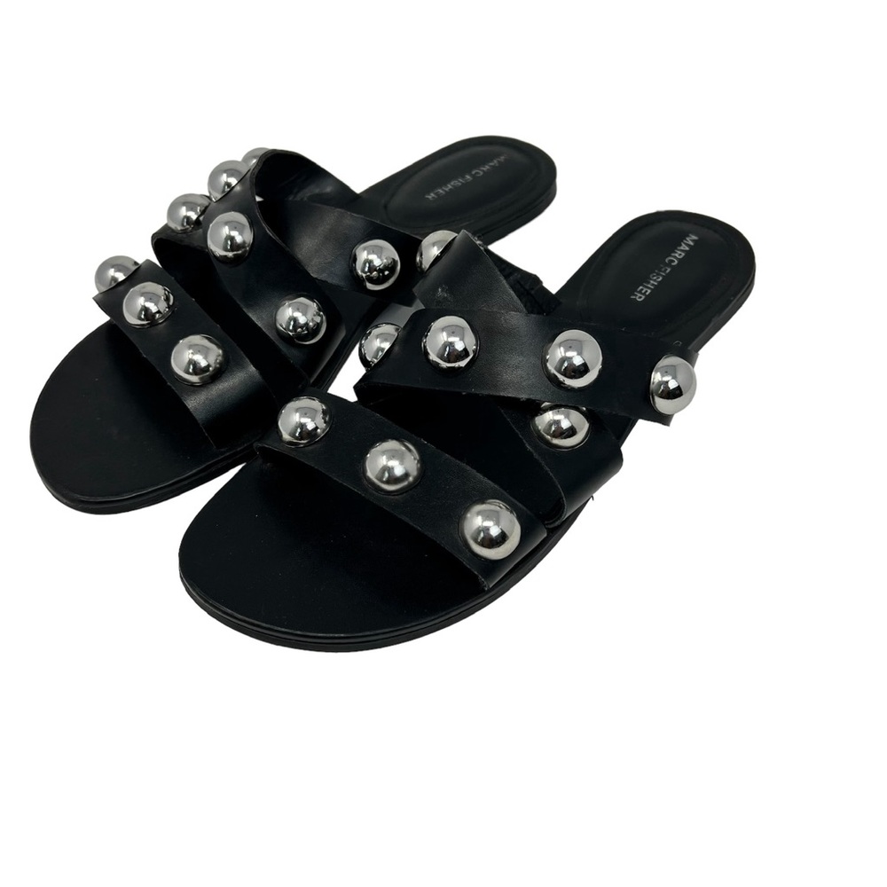 Marc Fisher Black Sandals with Silver Accents